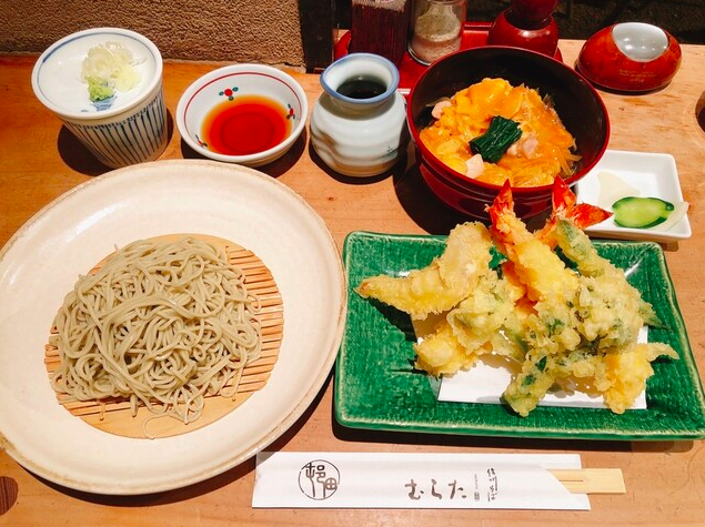 海老天ざる+【名物】親子丼(小)