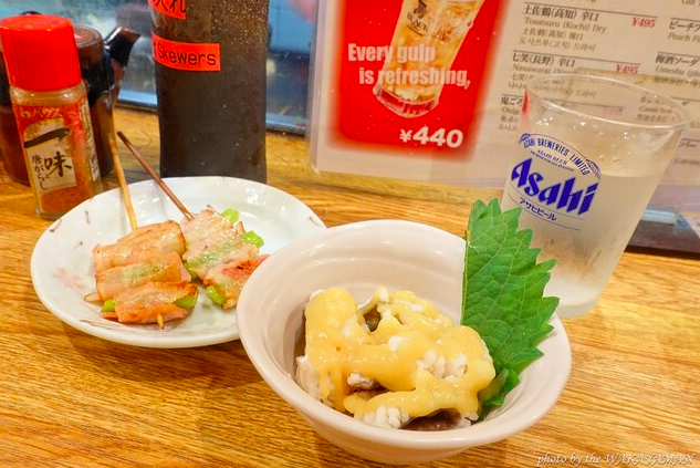 アスパラベーコン+はもの湯引き