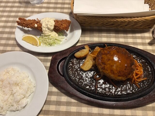 ハンバーグ&エビフライ