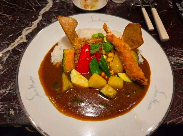 夏野菜カレー&エビフライ