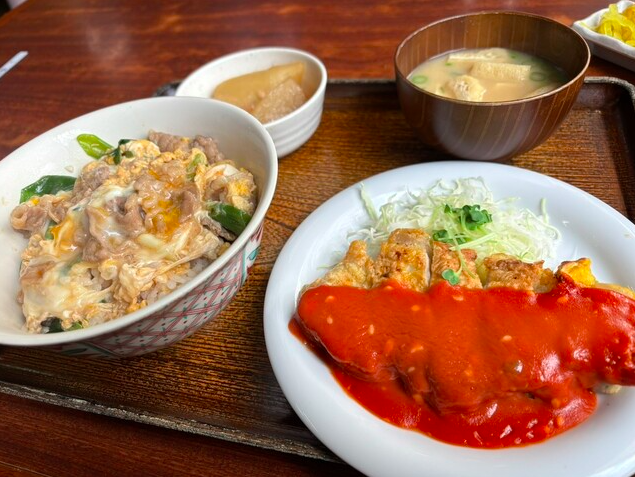 ポークピカタと他人丼