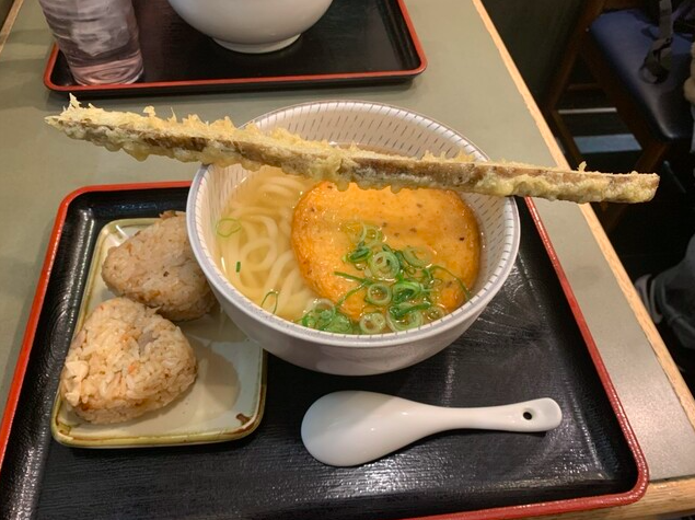 【名物】博多やりうどん+かしわおにぎり