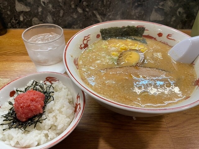 味噌ラーメン&明太ごはん