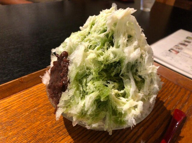 大和茶みぞれ+練乳、粒あん