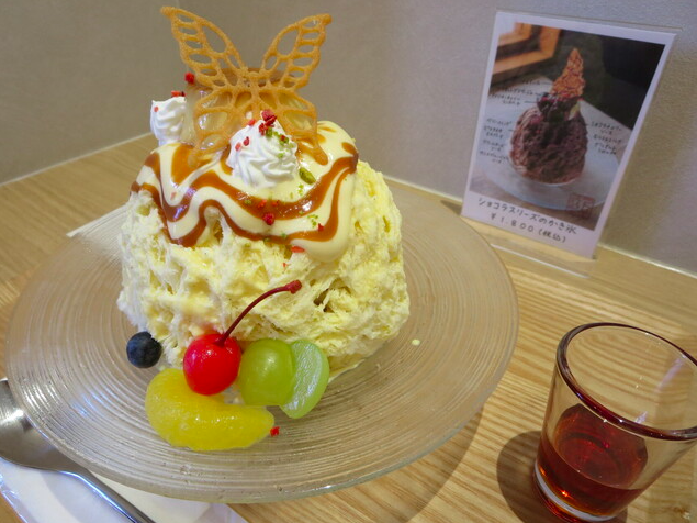 プリンアラモードのかき氷